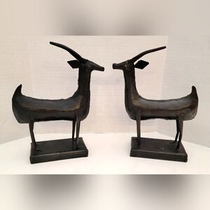 Pier 1  Black Metalware Art Antelope/ Gazelle Figurines